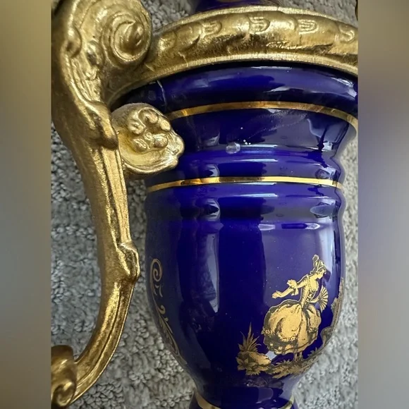 Pair Italian Cobalt & Gilt Rococo 5-Light Candelabra – Brevettato - Picture 16 of 16